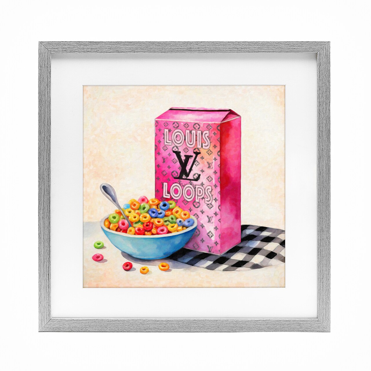 Stupell Industries Fashion Loops Cereal Framed Print Under Glass, design by Grotto Studios